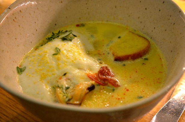 House of Haos Aldea New York City Mussel Soup Chorizo Fennel Coconut Curry