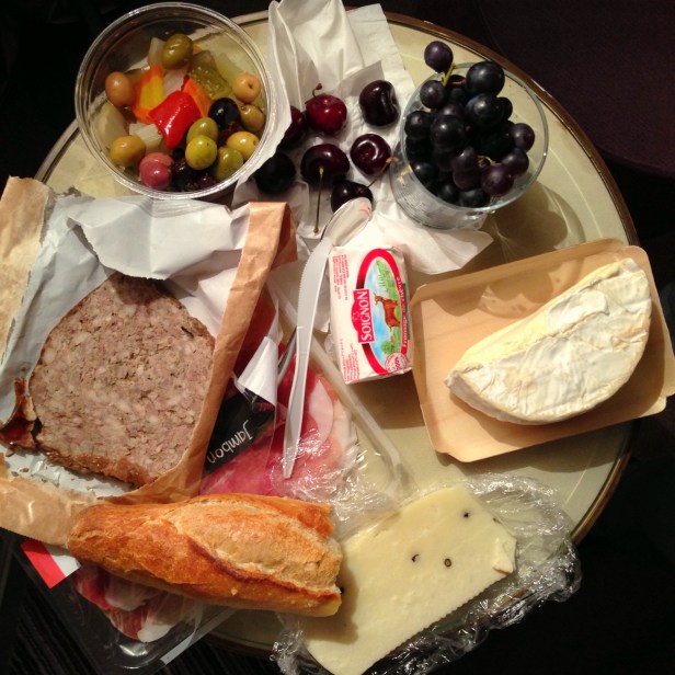 House of Haos Paris Picnic Pate de Campagne Pickles Cherries Goat Cheese Brillat Savarin Pecorino Pepper