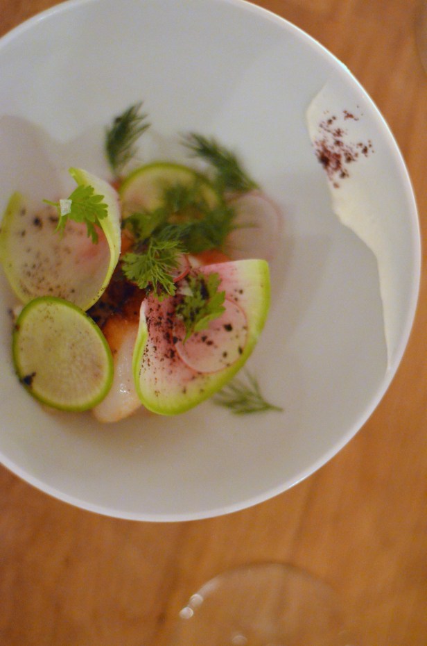 House of Haos Verjus Paris France Watermelon Radish Orange Scallops Seared Tartare