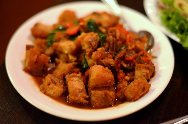 House of Haos Sripraphai Woodside Queens NYC Sauteed Crispy Pork Belly