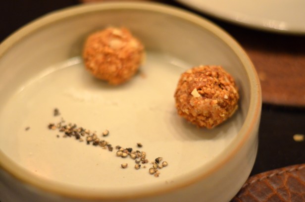 House of Haos Betony Midtown NYC Foie Gras Bonbons Cashew Black Pepper