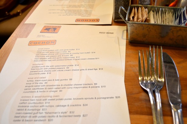 House of Haos Cochon New Orleans Menu
