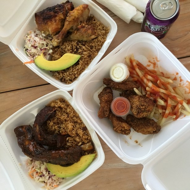 BBQ pork ribs dirty rice at Smokey's Grace Bay Providenciales Turks & Caicos Caribbean